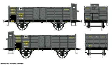 Preview: 25149 Hädl TT Güterwagenset I, 2 offene Güterwagen Ep. I KPEV Exklusivmodell Nr. 22